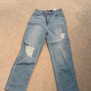 Hollister Light Blue Distressed Straight Leg Jeans